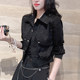 Short jacket for women 2025 spring new high-end printed satin slim black jacket design top