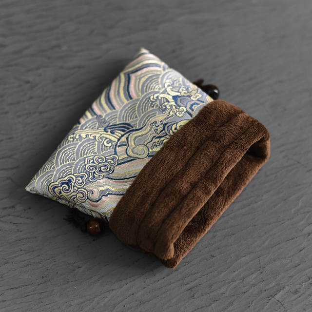 Hand-embroidered brocade bag, double-layered cotton and linen storage bag, high-end toy bag, drawstring jewelry bag