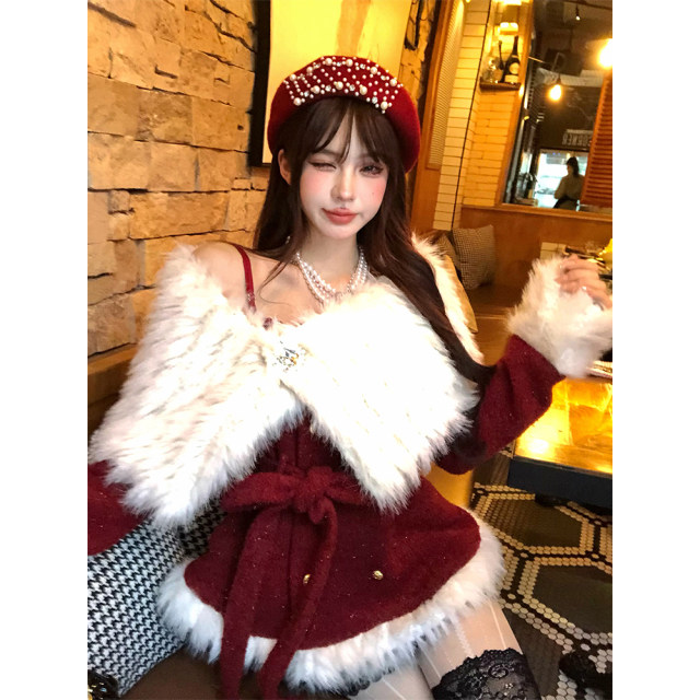 Nanlixiang Beidao Moonlight #One-shoulder Korean lazy style jacket for women in autumn and winter long-sleeved slim and age-reducing top