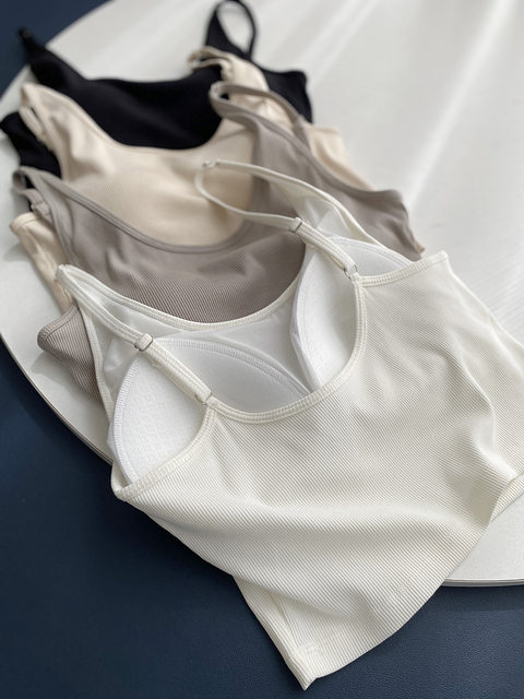 7512 dark thread modal cotton sling fixed cup beautiful back inner wear versatile cotton base thin strap adjustable
