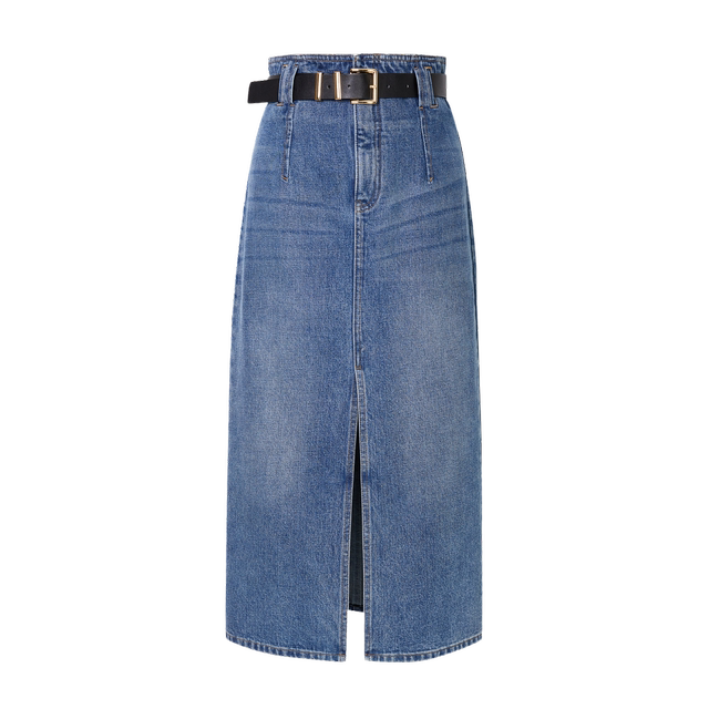 
Ainos Essi's new summer pure cotton simple slit straight retro denim skirt for women 30713510