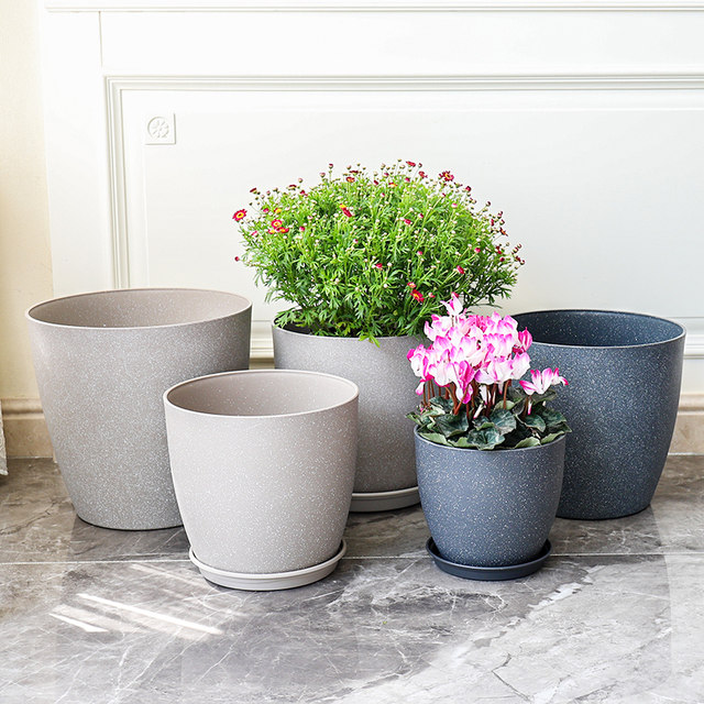 Gardening flower green plant pots frosted imitation stone flower pots European resin flower pots thickened durable environmentally friendly plastic flower pots