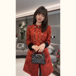 2024 Dragon New Year New Year War Robe Worship New Chinese Women's National Wind Cheongsam Red Dress Spring Style