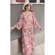 Fashionable popular version dress 2024 spring and summer new beautiful small open collar trouser long sleeve floral dress for women