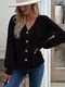 European and American cross -border export autumn clothing women's long -sleeved loose T -shirt V -necklashes of New Blocks Kasdono large size leisure solid color tither fat M