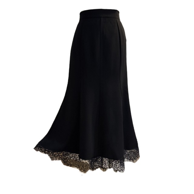 Lace spliced ​​black fishtail skirt for women in spring and summer mid-length A-line high-waisted hip skirt to make them look slim and elegant long skirt
