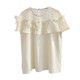 Spliced ​​French round neck short-sleeved shirt for women 2025 summer bow design niche chiffon shirt top