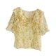 V-neck ruffled floral chiffon shirt sweet age-reducing short-sleeved shirt for women in summer design fashionable shirt top