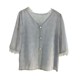 Lace lace V-neck chiffon shirt age-reducing jacquard shirt for women in summer design and fashionable 7-quarter sleeve shirt top