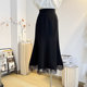 Lace spliced ​​black fishtail skirt for women in spring and summer mid-length A-line high-waisted hip skirt to make them look slim and elegant long skirt