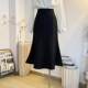Black fishtail skirt mid-length skirt for women 2025 spring and summer new high-waisted A-line hip-wrapped skirt to make them look slim and elegant