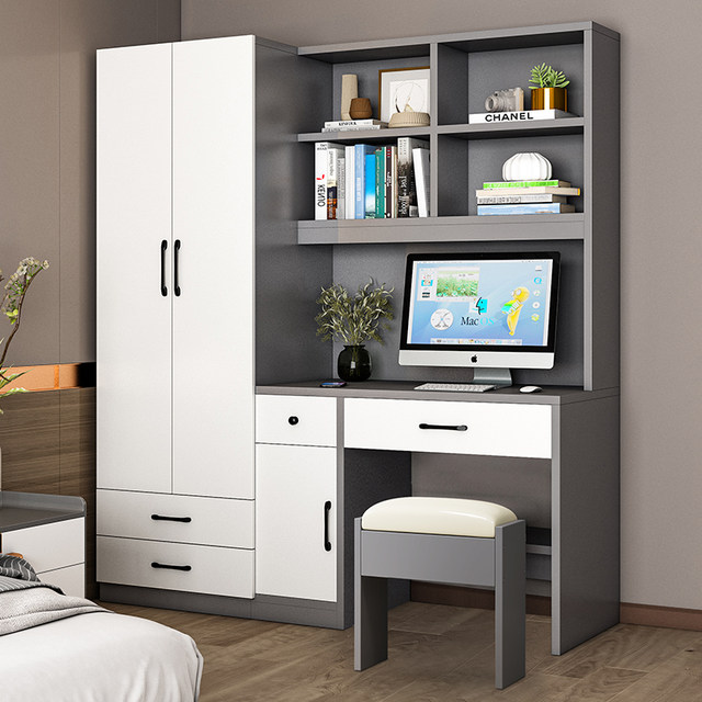 Computer desk with wardrobe simple desktop bedroom combination bookshelf student writing desk one-piece desk cabinet children