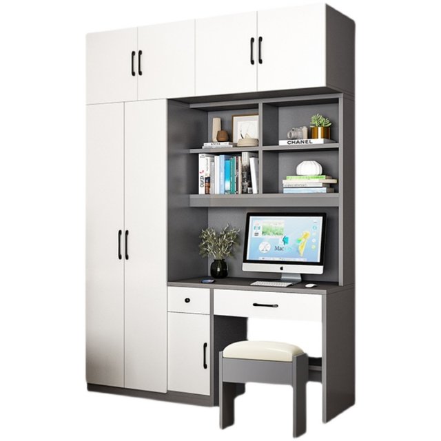 Computer desk with wardrobe simple desktop bedroom combination bookshelf student writing desk one-piece desk cabinet children