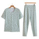 Middle-aged and elderly mothers pure cotton short-sleeved cardigan high-waisted trousers plus fat large size cardigan air-conditioning shirt summer pajamas set