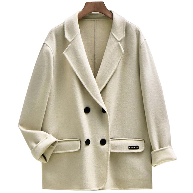 Outlets brand discount HZ winter new style containing wool double -sided nicomo coat medium long coat girl
