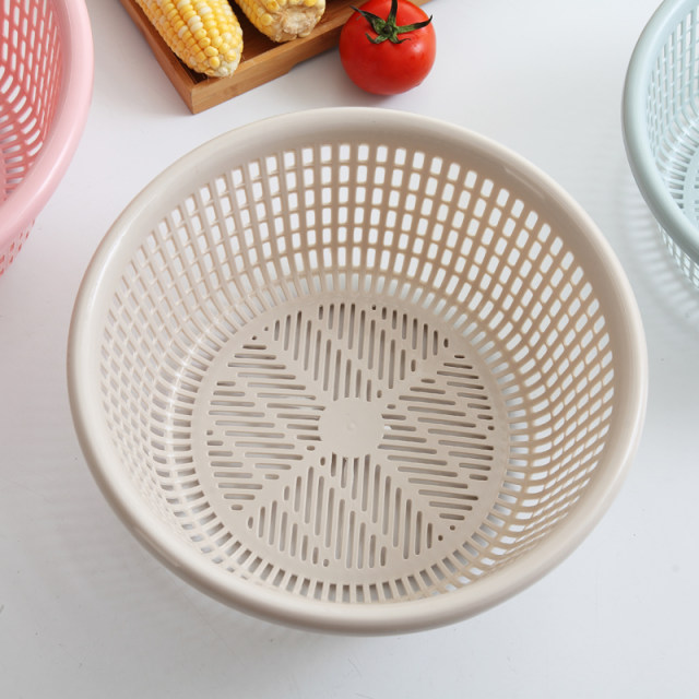 Five-piece plastic drain basket kitchen thickened extra-large vegetable basket vegetable basket fruit basin round melon and fruit basket