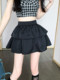 Pink puff cake short skirt Female summer high waist thin A -line ruffled umbrella skirt small pleated skirt