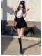 Black denim skirt for women summer American high waist A-line pleated small hip hot girl skirt fishtail skirt
