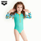 arena Arena girls one-piece triangle long-sleeved sun protection swimsuit cute printed comfortable children's swimsuit