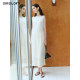 CIRCLOFY design sense one-length collar simple and fashionable texture pleated casual sleeveless flower bud dress
