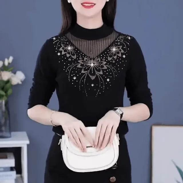 Leyouyou Store 2025 Autumn and Winter New Style Slim-fitting Thickened Warmth Slimming Long-sleeved Western Style Plush Bottoming Mother's Clothes