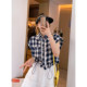 Love Devil Fish Retro Lace Lace Spliced ​​Plaid Shirt Women's New Summer Sleeveless Top