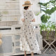 Spot linen embroidered sleeveless dress for women long skirt 2024 summer round neck vest skirt
