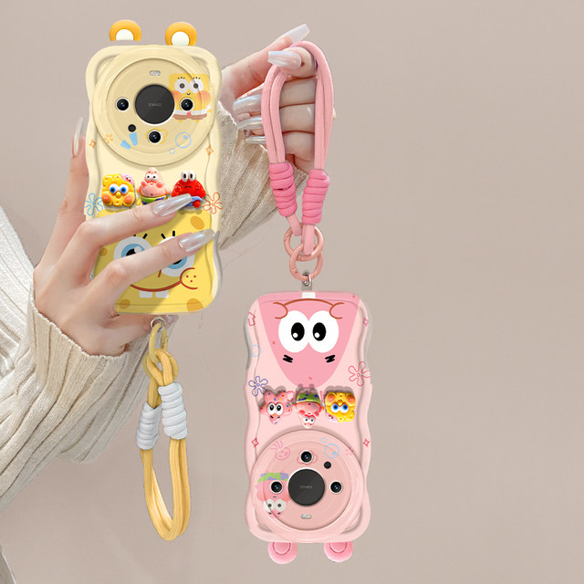 Suitable for Huawei mate70pro mobile phone case, new female model pura80 cute p60 invisible double stand mate50 silicone glory 400/300 spongebob nova14/13 all-inclusive protective cover