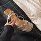 2025 summer new fashion sandals for women, thick heel, silver square toe, open toe, rhinestone temperament, gentle sandals