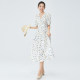 D.SIGN small temperament V-neck mid-length A-line dress for women's summer 2025 new puff sleeve short-sleeved print
