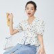 D.SIGN sweet printed puff sleeve V-neck shirt for women's summer 2025 new short sleeve short trouser top