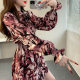 Ruffle printed flared sleeve top with light-produced French niche slim waist-hugging shirt unique beautiful shirt for women
