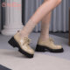 Goldlion Loafers Spring and Autumn New Retro British Style Casual Oxford Shoes Thick Sole Increased Black Small Leather Shoes for Women