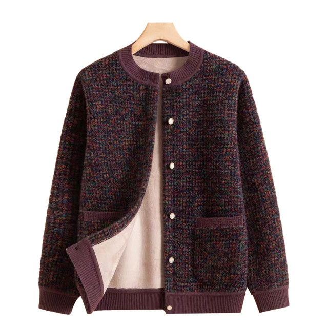 
Middle-aged and elderly women's clothes, mothers' winter jacket, plus fleece, grandma's thick sweater, cardigan, old lady's fashionable jacket