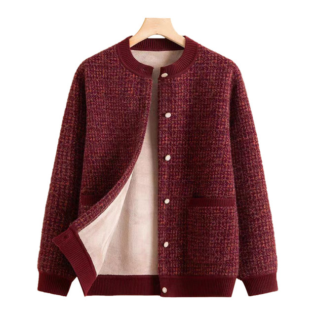 
Middle-aged and elderly women's clothes, mothers' winter jacket, plus fleece, grandma's thick sweater, cardigan, old lady's fashionable jacket