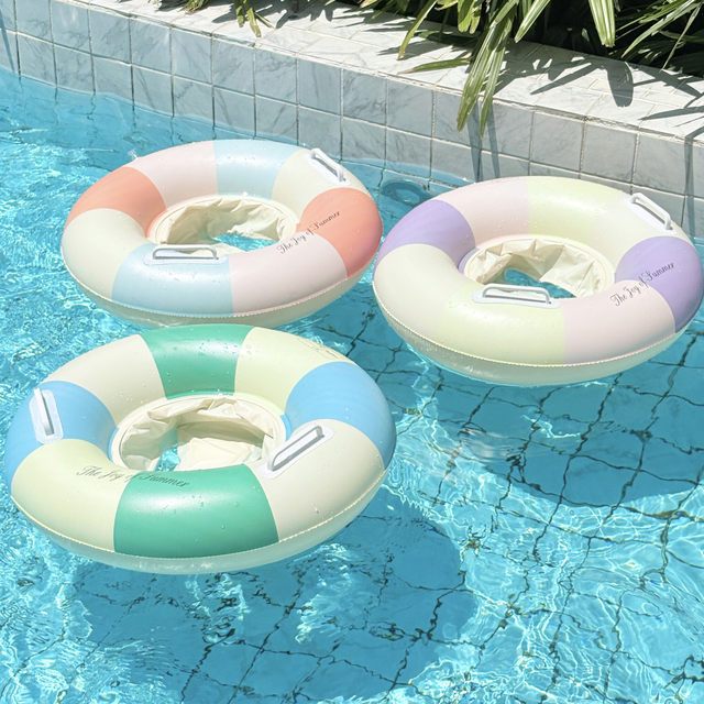 New sunshade children swimming ring baby sitting circle boy and girl children swimming ring Nordic style ins retro parent-child