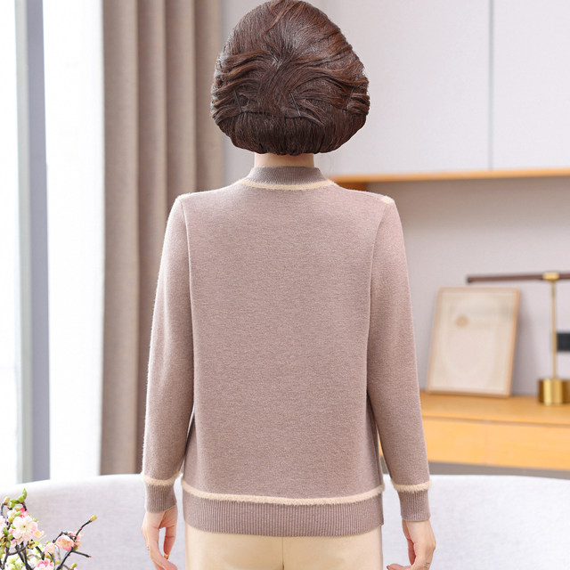 
Mom's winter clothing 2025 new velvet thickened sweater middle-aged and elderly women's all-in-one velvet knitted wool bottoming shirt top