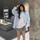 Korean Dongdaemun fashionable age-reducing cartoon printed plus velvet shirt jacket for women loose casual autumn and winter layered tops