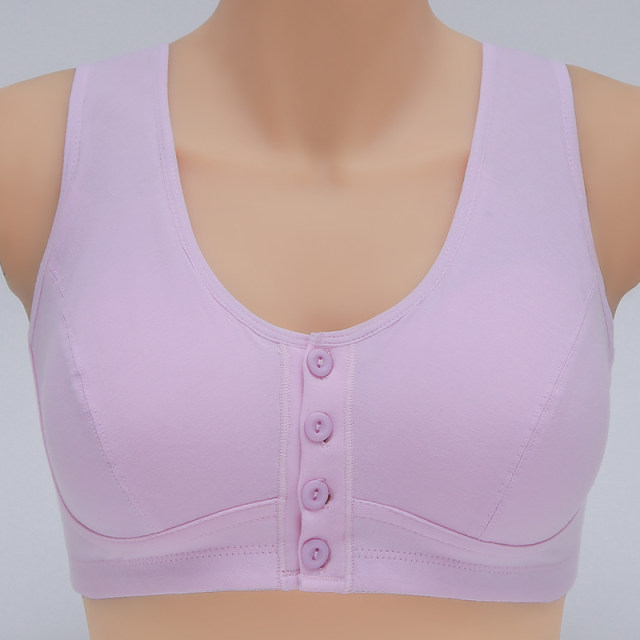 Mom underwear middle-aged and elderly buckle sports bra for women without steel ring pure cotton large size wide shoulder strap vest gathering bra