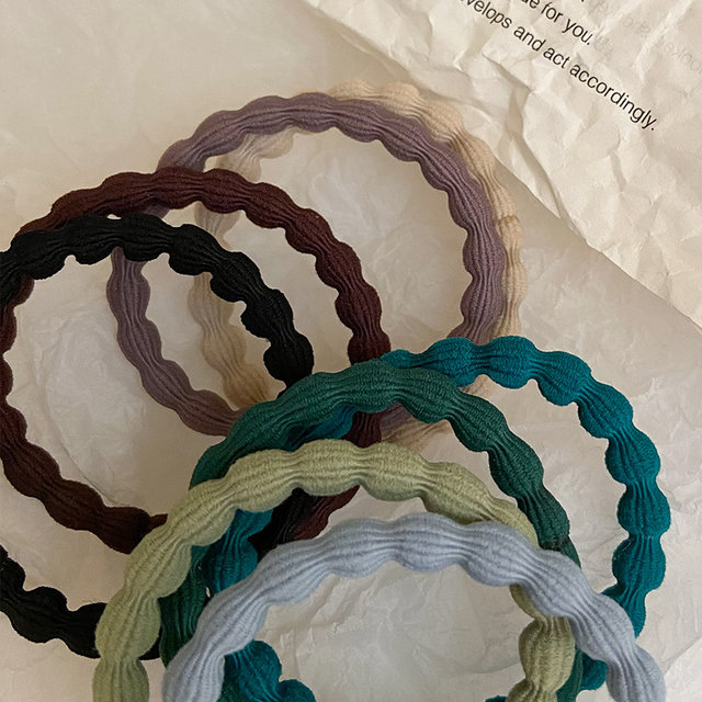 10 Korean Dongdaemen thick hair rope high elastic avocado green head rope versatile basic rubber band black leather cover