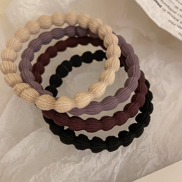 10 Korean Dongdaemen thick hair rope high elastic avocado green head rope versatile basic rubber band black leather cover