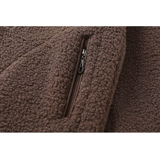 2025 lamb hairy hat -connecting coat large size women's shredded cardigan fat sister plus fat and increased size leisure top