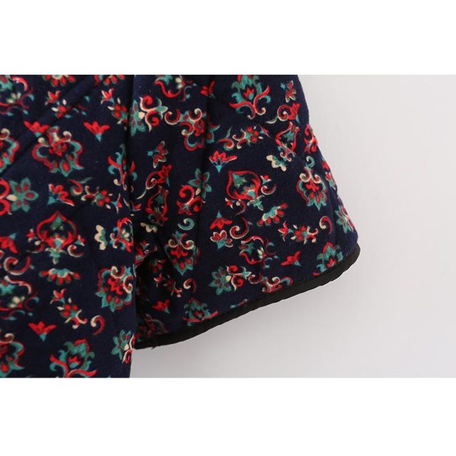 Middle-aged and elderly mothers floral cotton-padded jacket, short-sleeved vest coat, large size stand-collar cotton coat, autumn and winter grandma outfit, old lady cotton coat