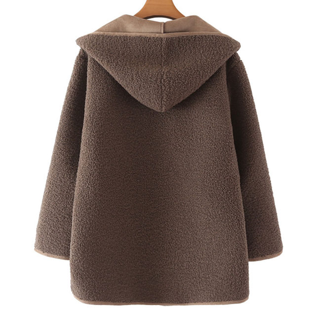 2025 lamb hairy hat -connecting coat large size women's shredded cardigan fat sister plus fat and increased size leisure top