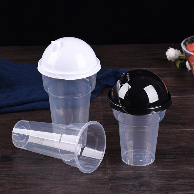 Mingxing 90 caliber new plastic cup cover disposable milk tea cup panda cover straight cover without baffle cover connected cover