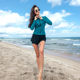 Sanqi split long-sleeved swimsuit women's two-piece set 2020 new handsome t sports boxer pants conservative slim swimsuit