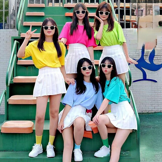 Pleated skirt for small women summer new high-waisted slim skirt solid color large size college style jk skirt suit