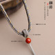 Purely handmade no interface design fixed pullover lanyard pendant rope Dzi bead jadeite and Hetian jade Pixiu necklace rope