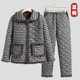 Mother's winter coat, cotton jacket, cotton trousers, home clothes set, middle-aged and elderly grandmother's velvet warm plaid cotton coat two-piece set