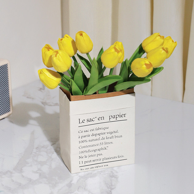 Tulip artificial flowers, simulated flower arrangements, Nordic decoration, home bedroom, living room table, dried flower bouquet, flower arrangement ornaments